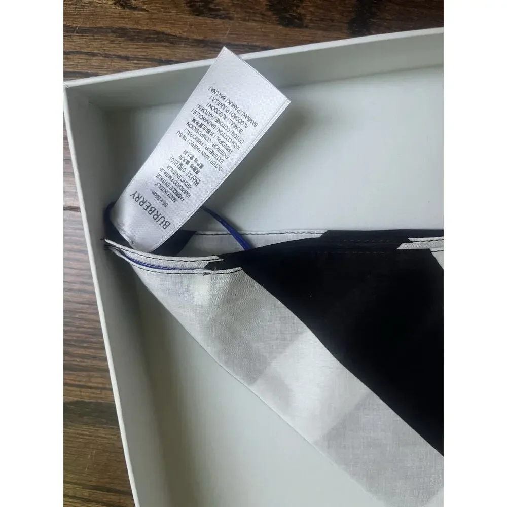 Burberry authentic cotton striped scarf black white original packaging NWT